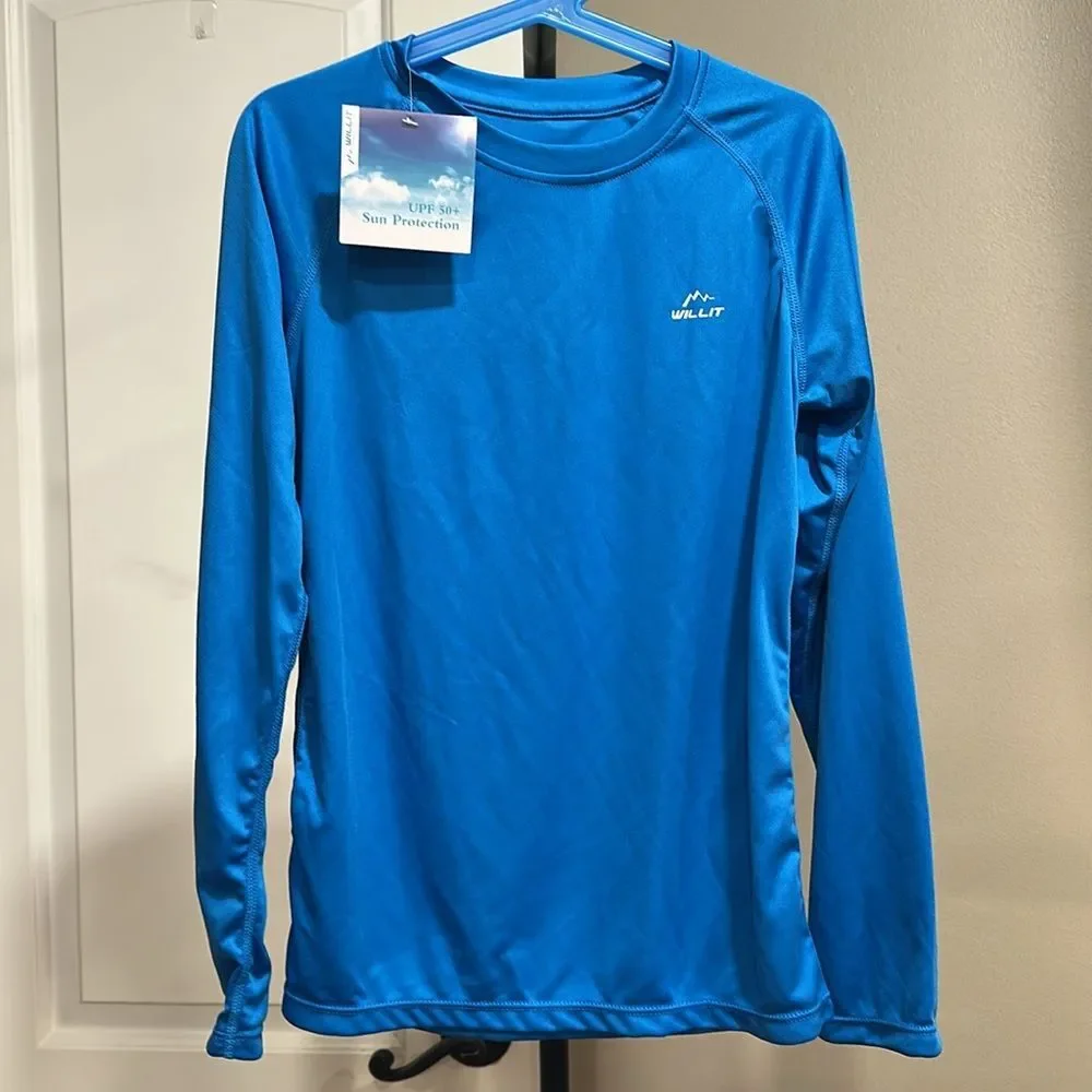 Willit Boy’s Long Sleeve Rash Guard Blue NEW Medium